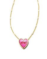 Kendra Scott XOXO Gold Pendant Necklace in Hot Pink Mother-of-Pearl-Kendra Scott-The Bugs Ear