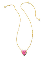 Kendra Scott XOXO Gold Pendant Necklace in Hot Pink Mother-of-Pearl-Kendra Scott-The Bugs Ear