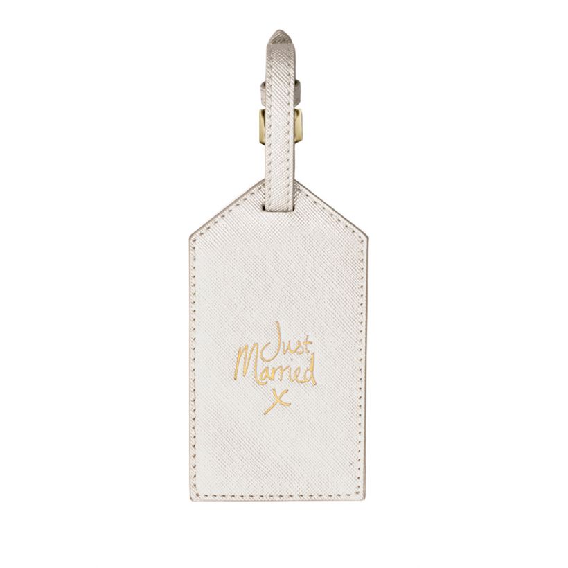 Katie Loxton Luggage Tag Just Married Metallic White-Katie Loxton-The Bugs Ear