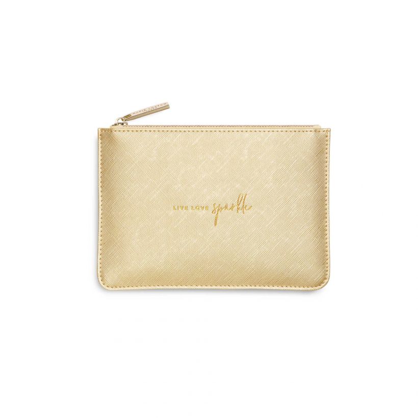 Katie Loxton Petite Perfect Pouch Live Love Sparkle in Metallic Gold-Katie Loxton-The Bugs Ear