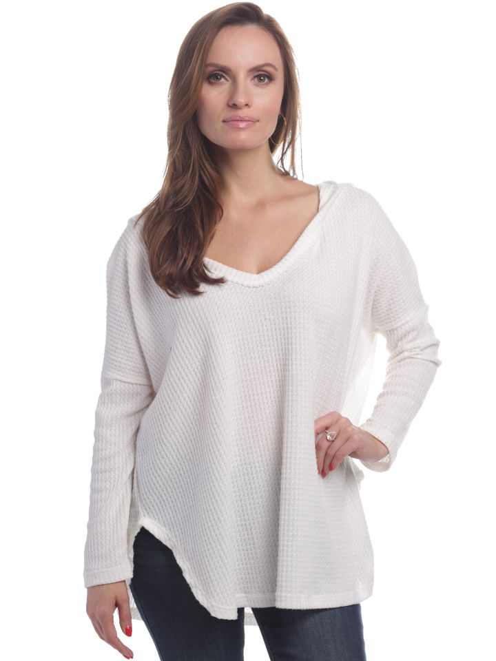 Brynlee Top V-neck Long Sleeve with Hood-Elan-The Bugs Ear