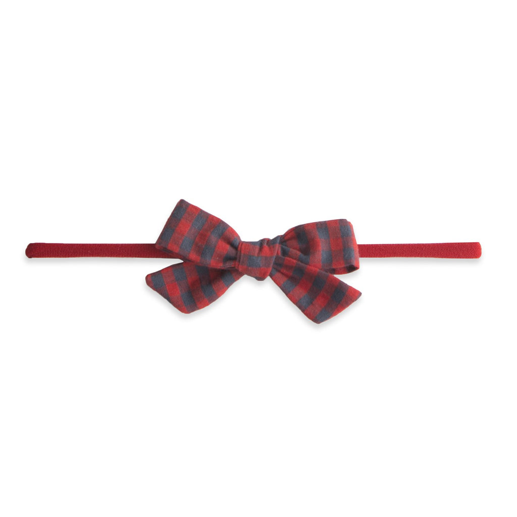 Baby Bling Cotton Print Bow Red Charcoal Check-Baby Bling-The Bugs Ear