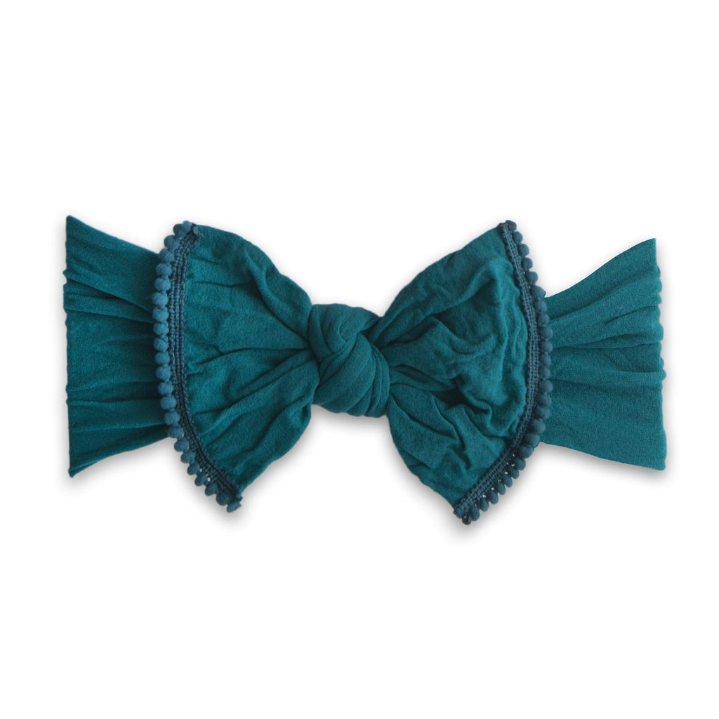 Baby Bling Trimmed Classic Knot Mini Pom Emerald-Baby Bling-The Bugs Ear