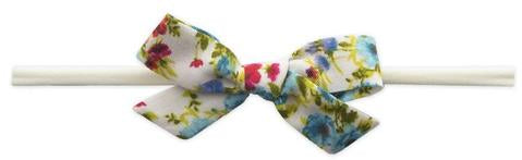 Baby Bling Cotton Print Bow Turquoise Floral-Baby Bling-The Bugs Ear