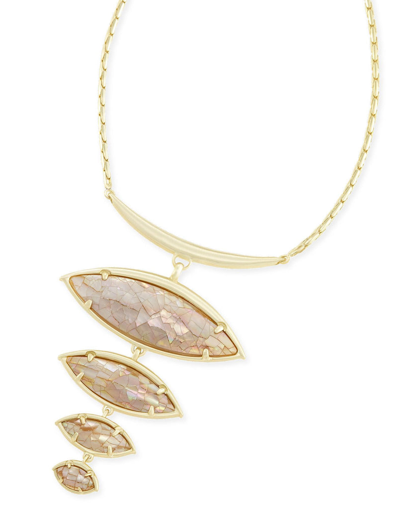 Kendra Scott Morris Statement Necklace in Crackle Brown Mother of Pearl-Kendra Scott-The Bugs Ear