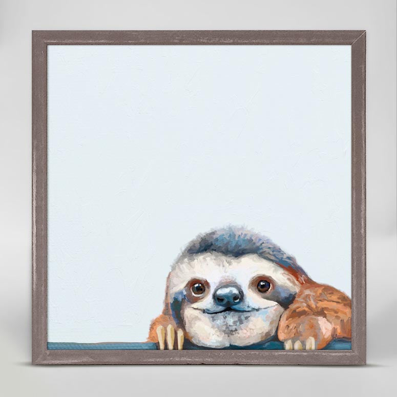 Peeking Sloth Mini Framed Canvas-Greenbox-The Bugs Ear