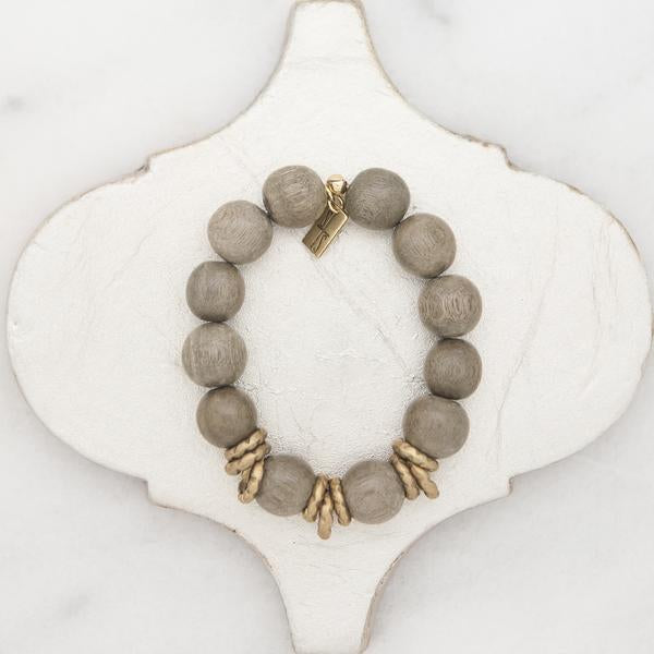 Stone Stick Golden Rings Stretch Bracelet in Gray-Stone Stick-The Bugs Ear
