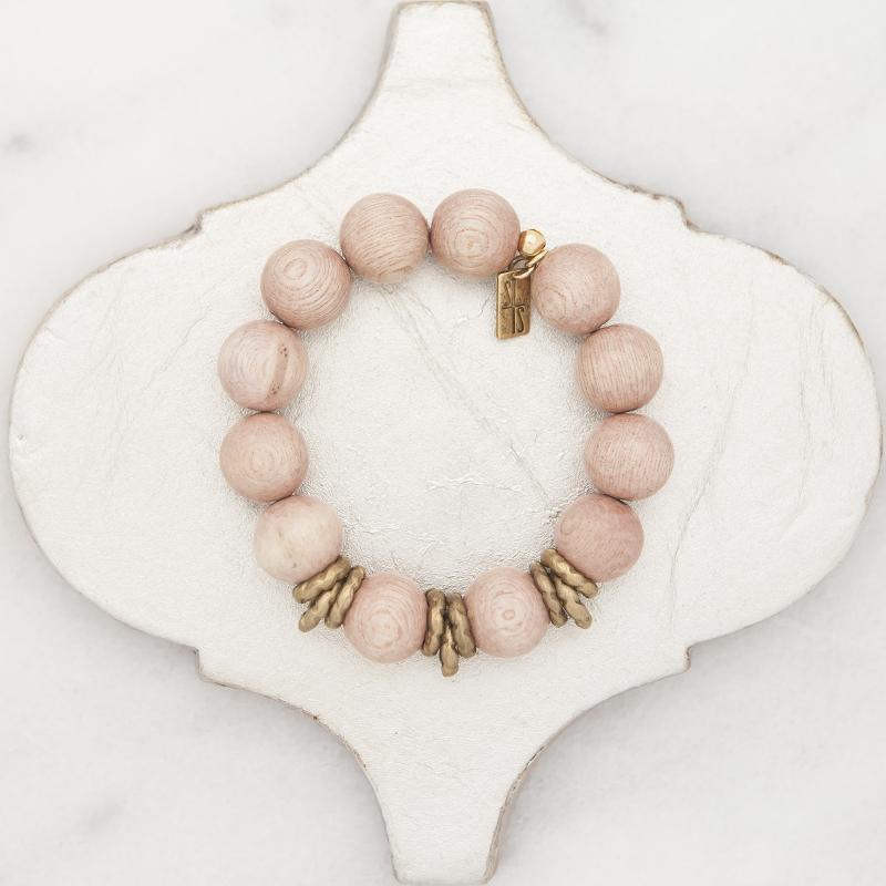 Stone Stick Golden Rings Stretch Bracelet in Rose-Stone Stick-The Bugs Ear
