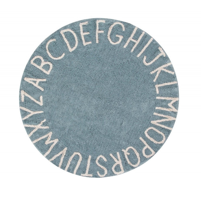 Round ABC Vintage Blue Rug-Lorena Canals-The Bugs Ear