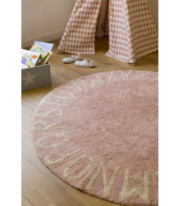 Round ABC Vintage Nude Pink Rug-Lorena Canals-The Bugs Ear