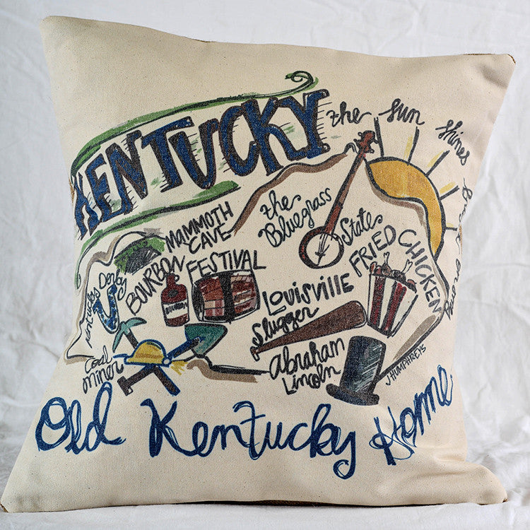 Southern Roots Pillow Kentucky Roadmap-Southern Roots-The Bugs Ear