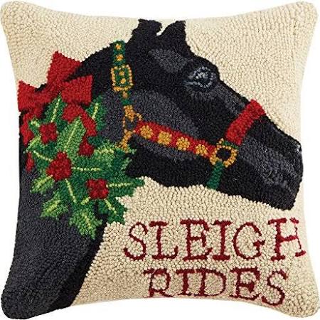 Sleigh Rides Horse With Wreath Hook Pillow-Peking Handicraft-The Bugs Ear