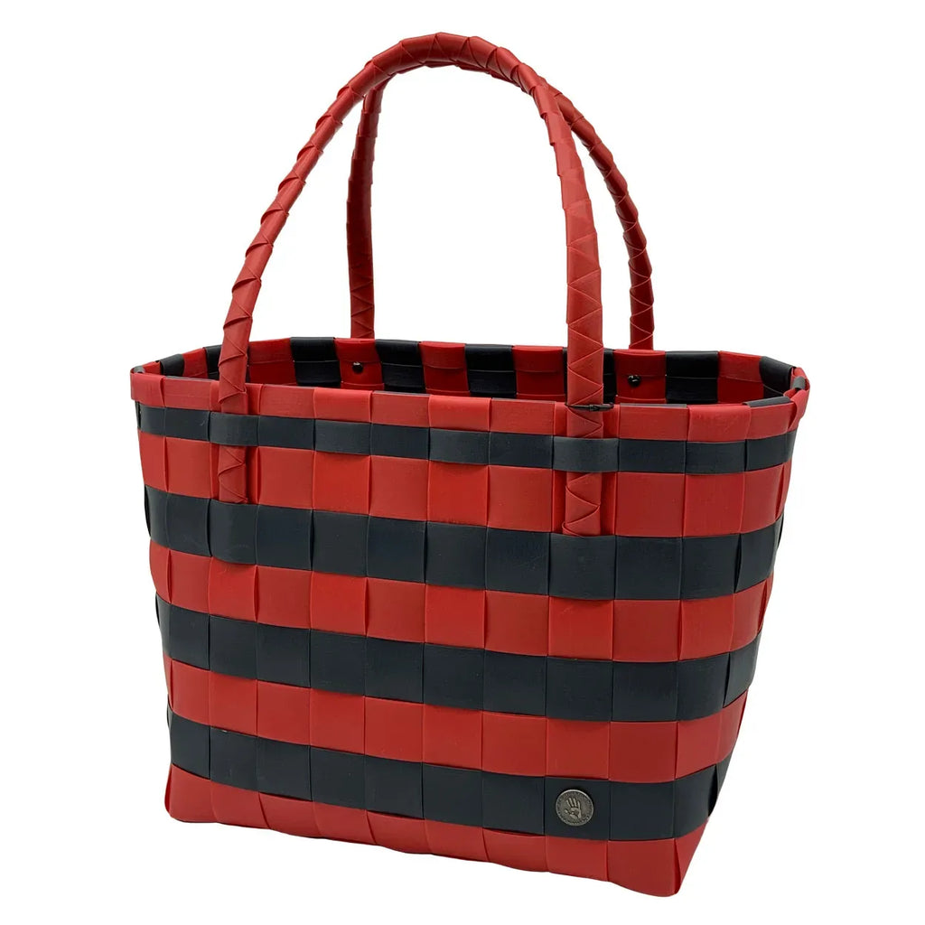 Spirit Black and Chili Red Stripes Recycled Tote-Handed By-The Bugs Ear