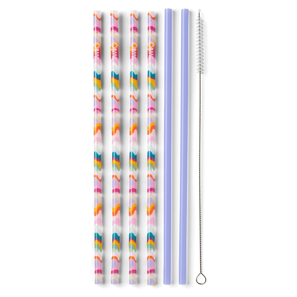 Swig Sand Art + Hydrangea Reusable Straw Set (Tall)-Swig-The Bugs Ear