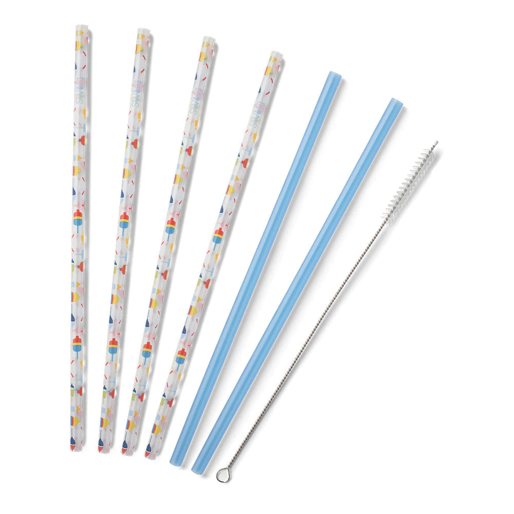 Swig Bobbing Buoys and Blue Reusable Straw Set (Tall)-Swig-The Bugs Ear