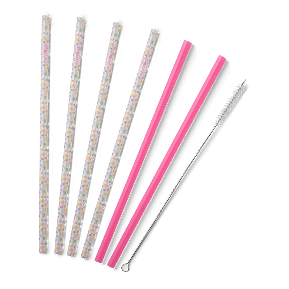 Swig Confetti and Pink Reusable Straw Set (Tall)-Swig-The Bugs Ear