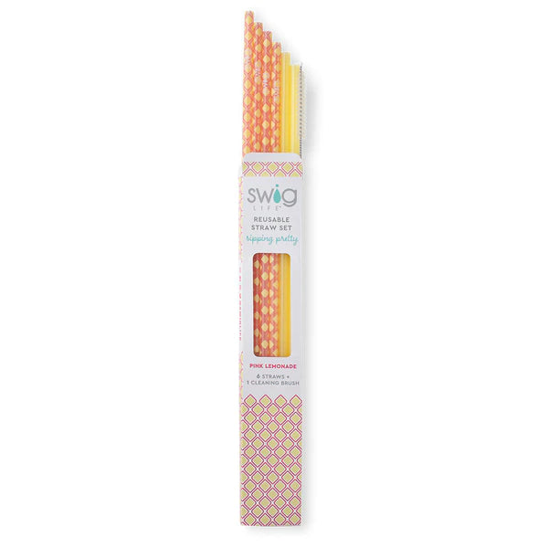 Swig Pink Lemonade and Yellow Reusable Straw Set (Tall)-Swig-The Bugs Ear