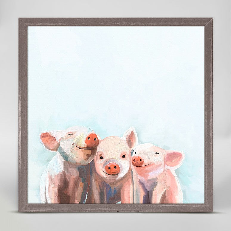Three Little Piggies Mini Framed Canvas 6x6-Greenbox-The Bugs Ear