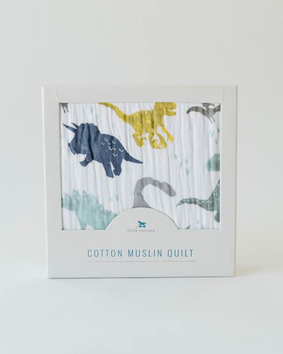 Little Unicorn Cotton Muslin Quilt Dino Friends-Little Unicorn-The Bugs Ear
