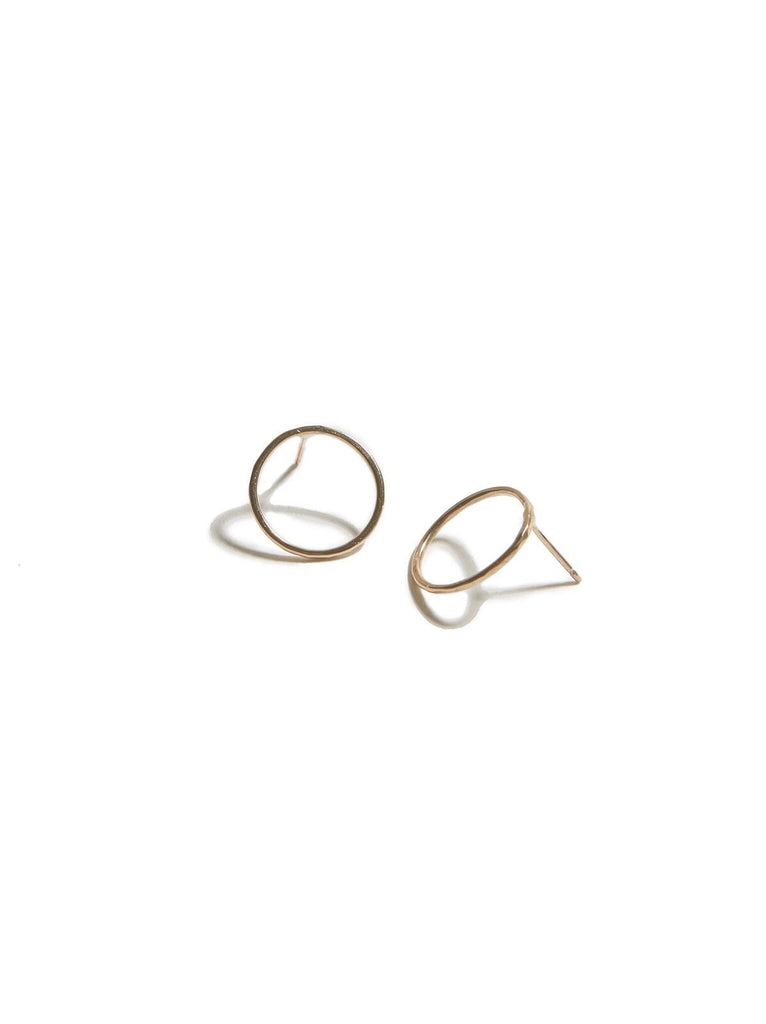 Gold Hammered Circle Earrings-Fashionable-The Bugs Ear